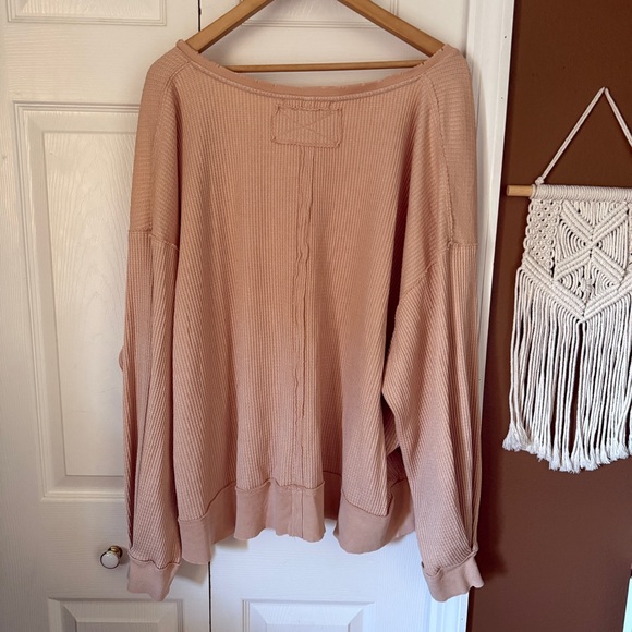 We the Free Free People Waffle Knit Longsleeve Pinky Nude / Oversized Medium - Picture 7 of 7